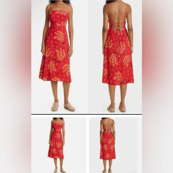 House of Harlow 1960- Red Tiki Banana Midi Dress - Picture 5 of 5